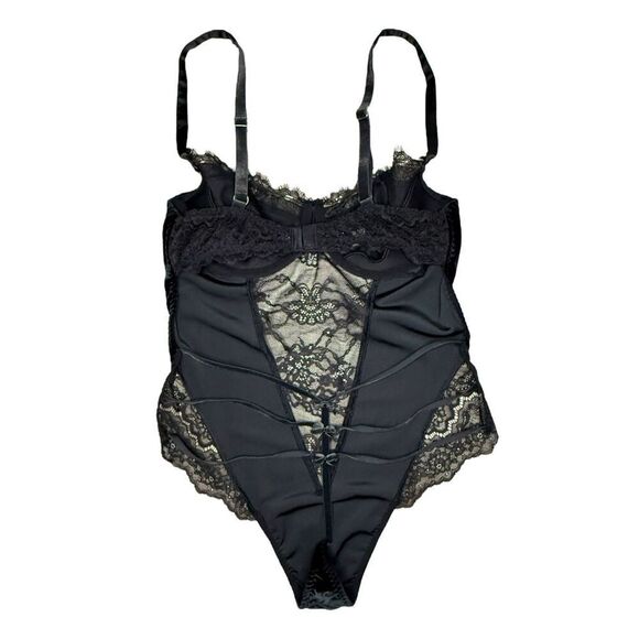 Victoria’s Secret Women’s Medium Black Velvet Very Sexy Wicked Teddy Lingerie - Picture 7 of 11